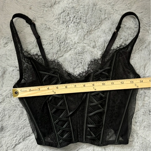 Victoria’s Secret Black Corset Top Size Small Romantic Goth Fairy Grunge Lace Up - Picture 8 of 11